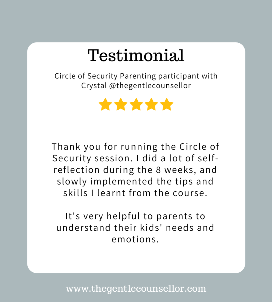 Circle of Security Parenting participant testimonial with Crystal @thegentlecounsellor