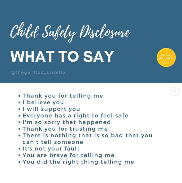 child safety disclosure what to say
